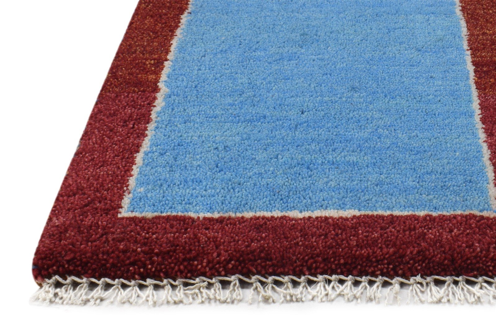 100% Wool Blue Rug 1' X 2' Tribal Hand Knotted Gabbeh Southwestern Small Carpet 