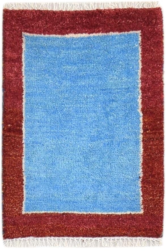 100% Wool Blue Rug 1' X 2' Tribal Hand Knotted Gabbeh Southwestern Small Carpet 