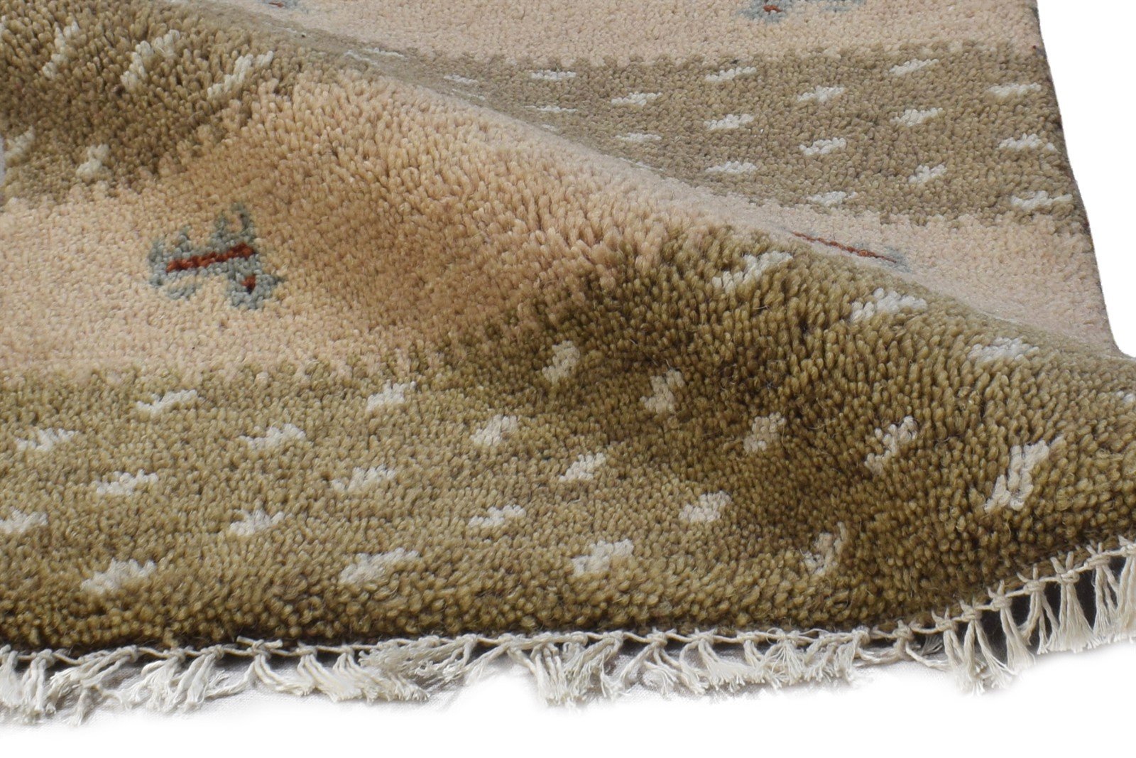100% Wool Sand Rug 1' X 2' Tribal Hand Knotted Gabbeh Southwestern Small Carpet   
