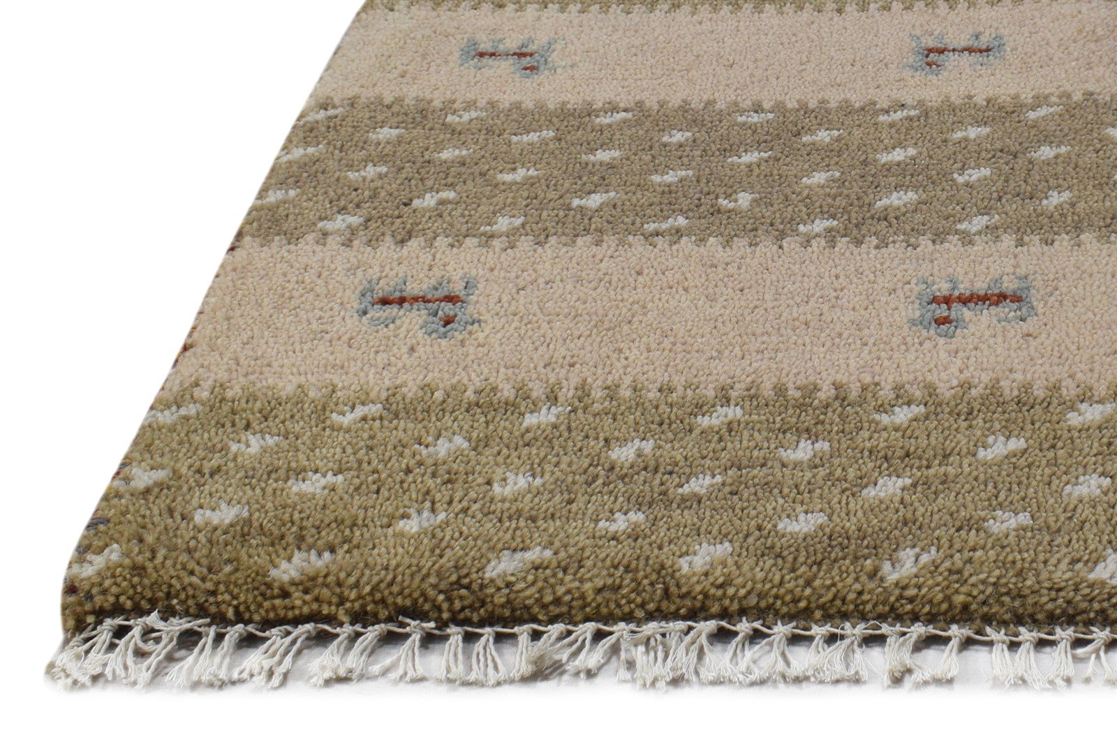 100% Wool Sand Rug 1' X 2' Tribal Hand Knotted Gabbeh Southwestern Small Carpet 