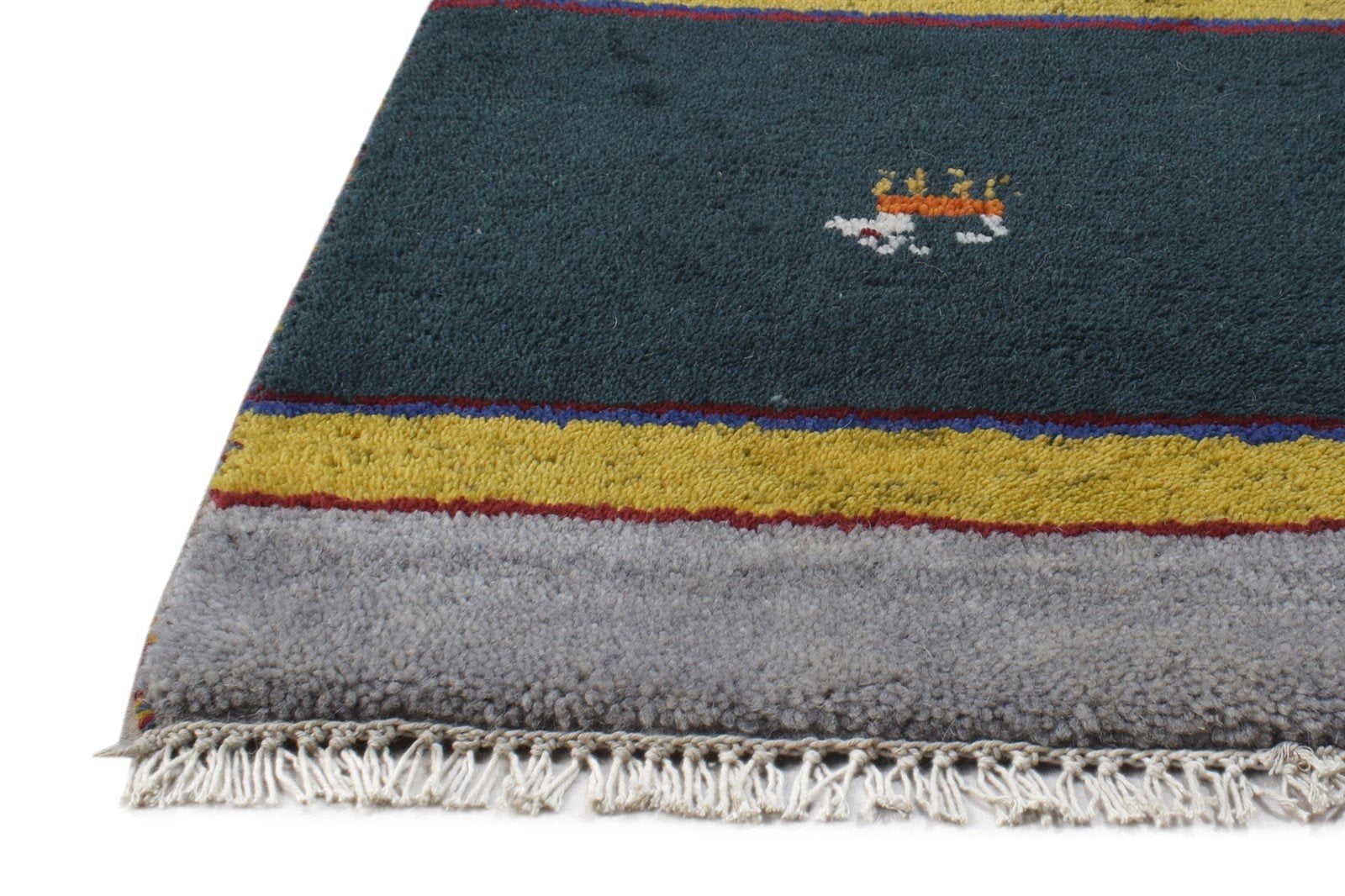 100% Wool Charcoal Rug 1X2 Tribal Hand Knotted Gabbeh Southwestern Small Carpet 