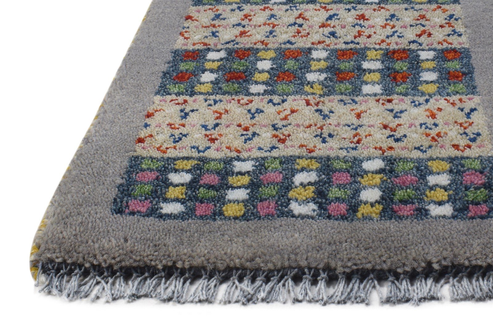 1' X 2' Rug Wool Grey Tribal Hand Knotted Gabbeh Southwestern Small Carpet 