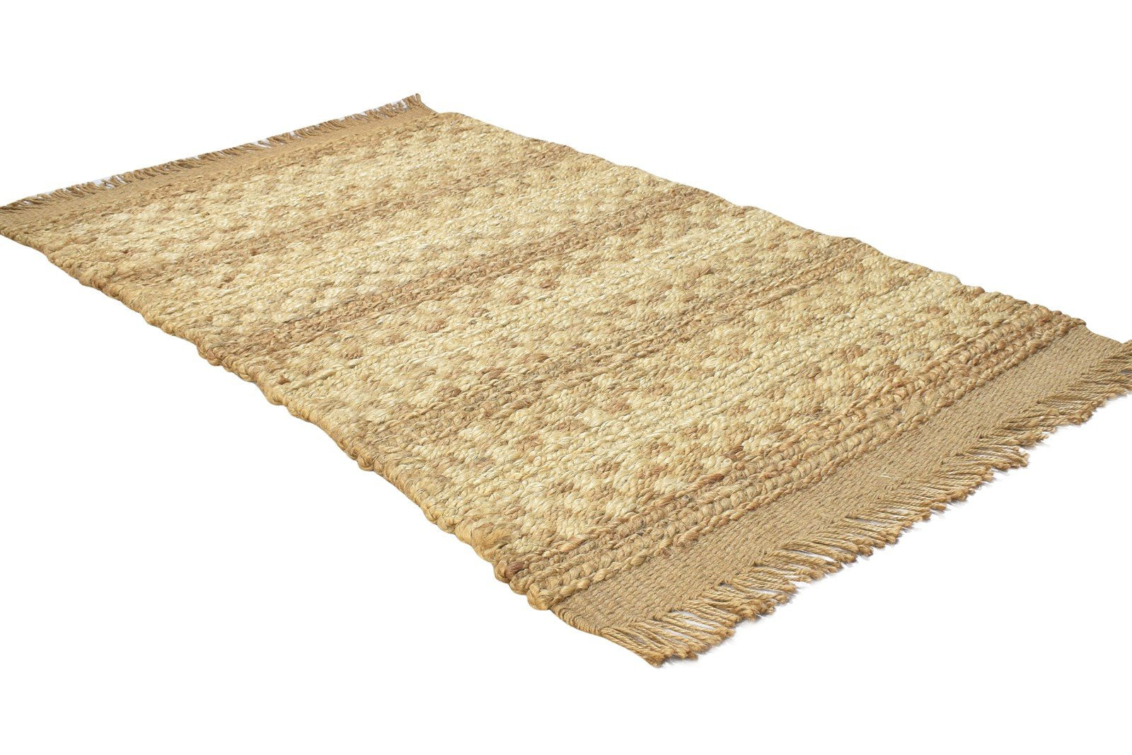 Hemp Gold Rug 2' X 4' Modern Hand Knotted Scandinavian Striped Small Carpet 