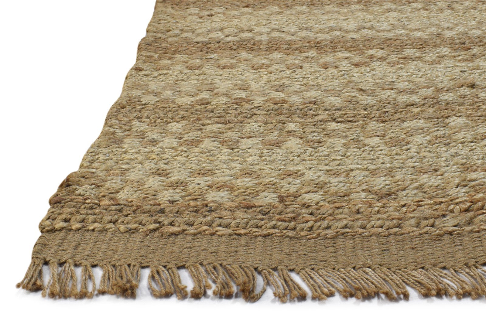 Hemp Gold Rug 2' X 4' Modern Hand Knotted Scandinavian Striped Small Carpet 