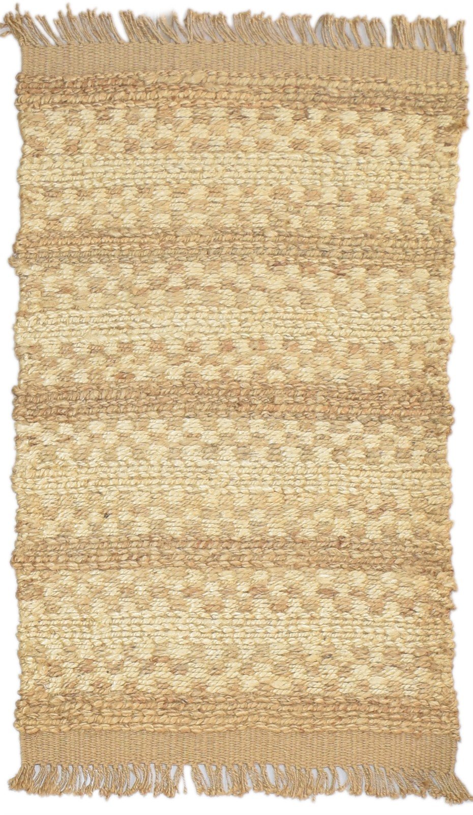 Hemp Gold Rug 2' X 4' Modern Hand Knotted Scandinavian Striped Small Carpet 