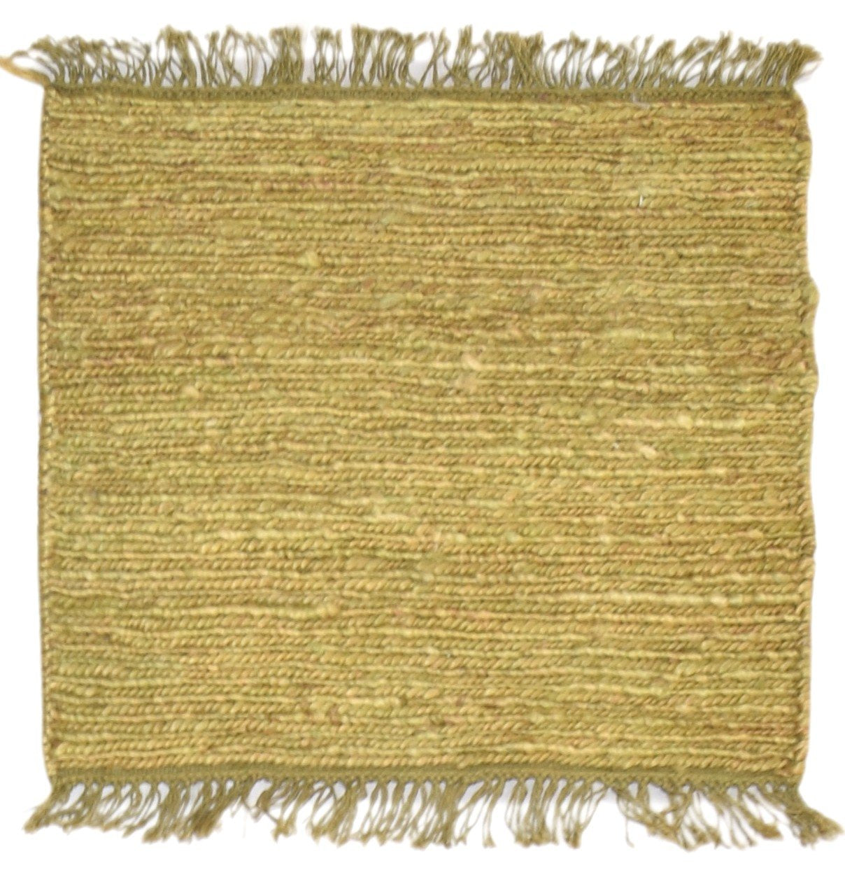 Hand Knotted Gold Hemp Rug 2'6 X 2' Modern Scandinavian Solid Small Carpet 