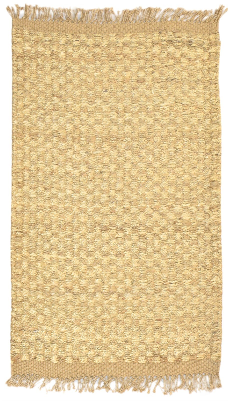 Gold Hemp Rug 2'6 X 4' Modern Hand Knotted Scandinavian Solid Small Carpet 