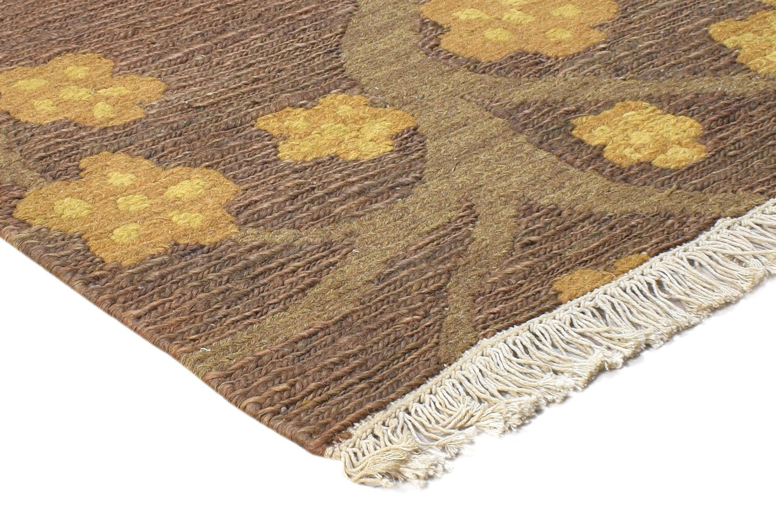 Wool Brown Rug 3' X 2' Modern Hand Knotted French Floral Small Carpet 