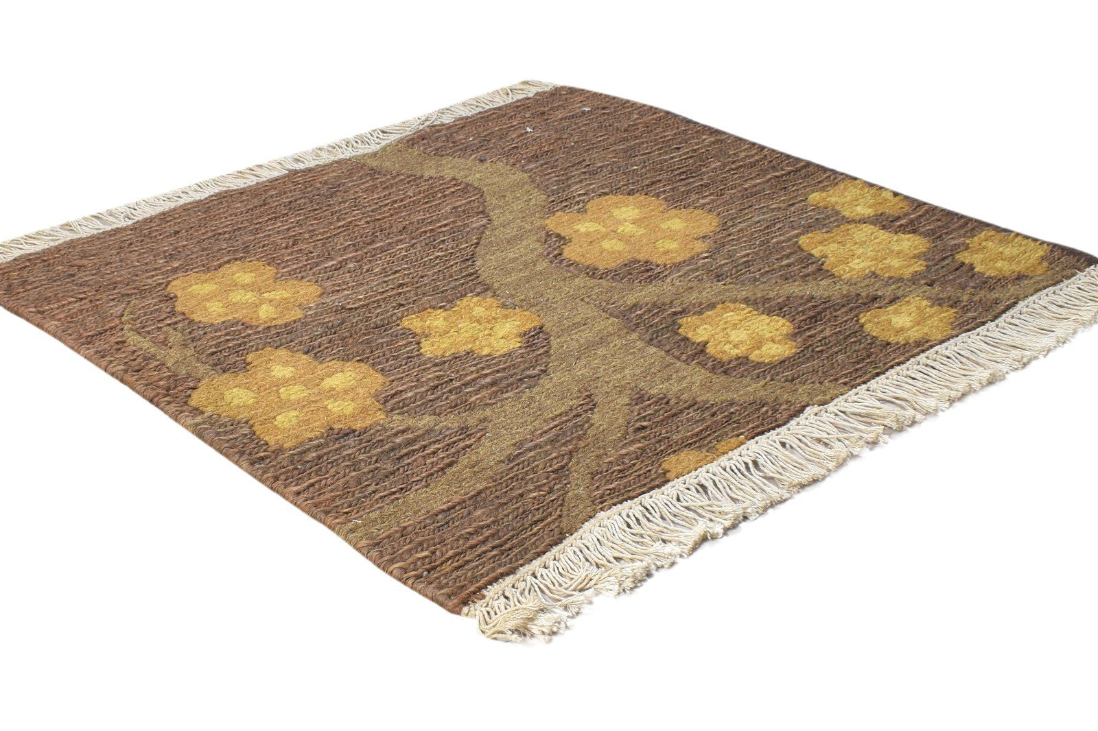 Wool Brown Rug 3' X 2' Modern Hand Knotted French Floral Small Carpet 