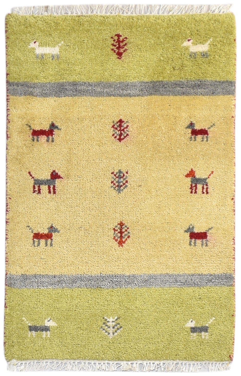 Beige Wool Rug 2' X 3' Tribal Hand Knotted Gabbeh Southwestern Small Carpet 