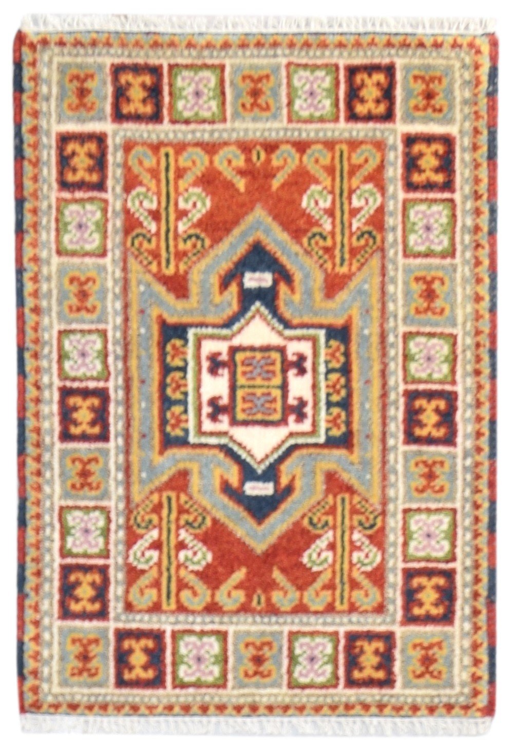 Rust Wool Rug 2' X 3' Persian Hand Knotted Kazak Oriental Small Carpet 