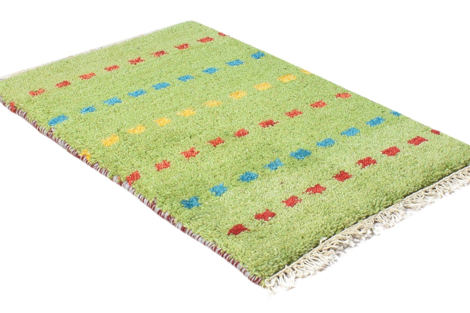 Wool Green Rug 1' X 2' Tribal Hand Knotted Gabbeh Southwestern Small Carpet 