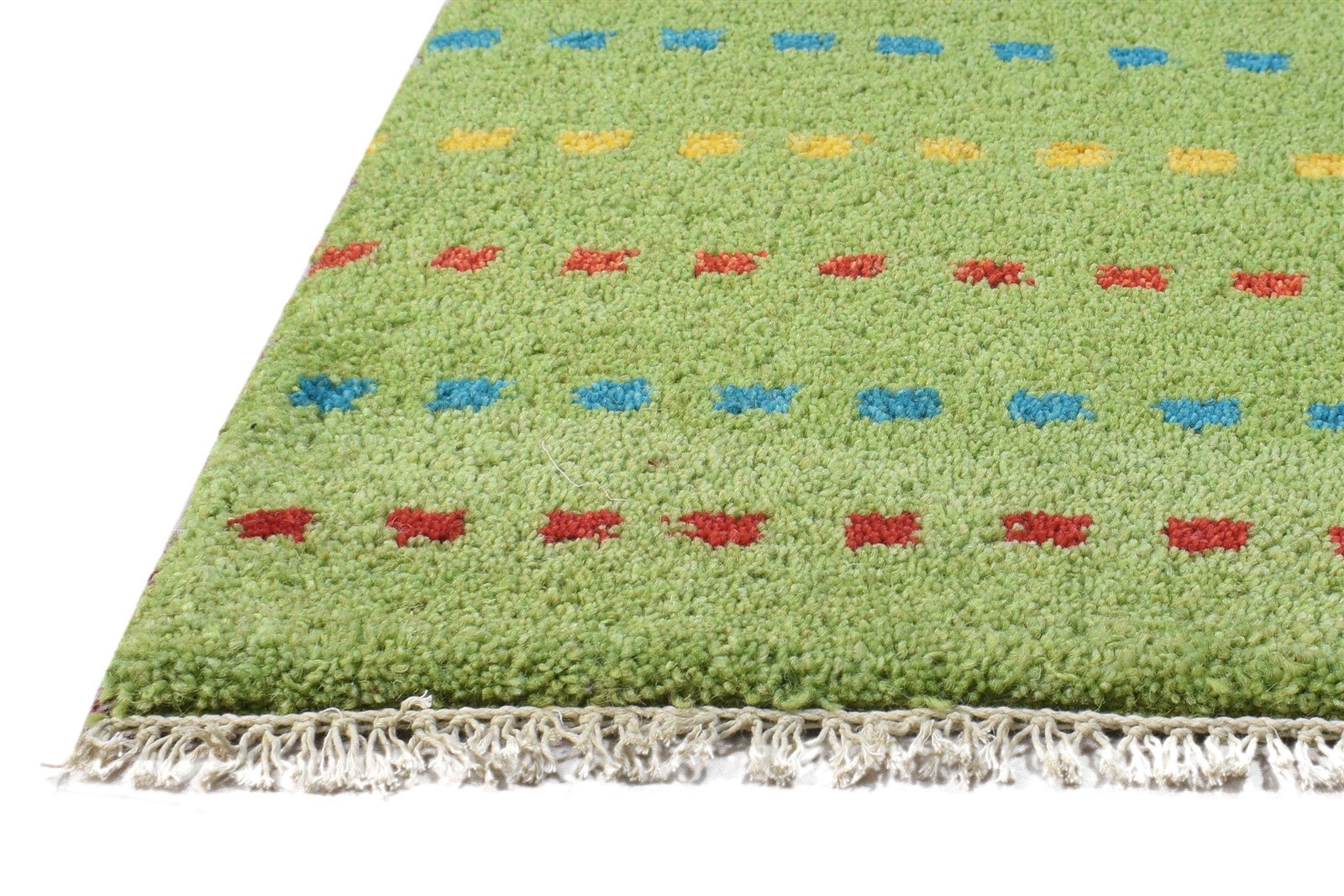 Wool Green Rug 1' X 2' Tribal Hand Knotted Gabbeh Southwestern Small Carpet 