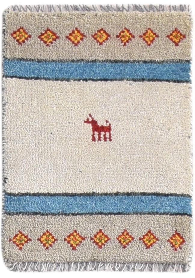 Cream Wool Rug 1' X 2' Tribal Hand Knotted Gabbeh Southwestern Small Carpet 