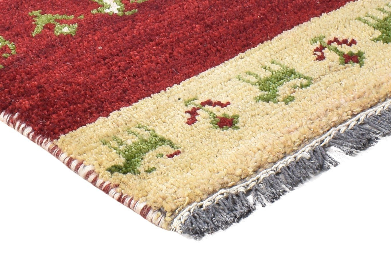 Wool Red Rug 1' X 2' Tribal Hand Knotted Gabbeh Southwestern Small Carpet 