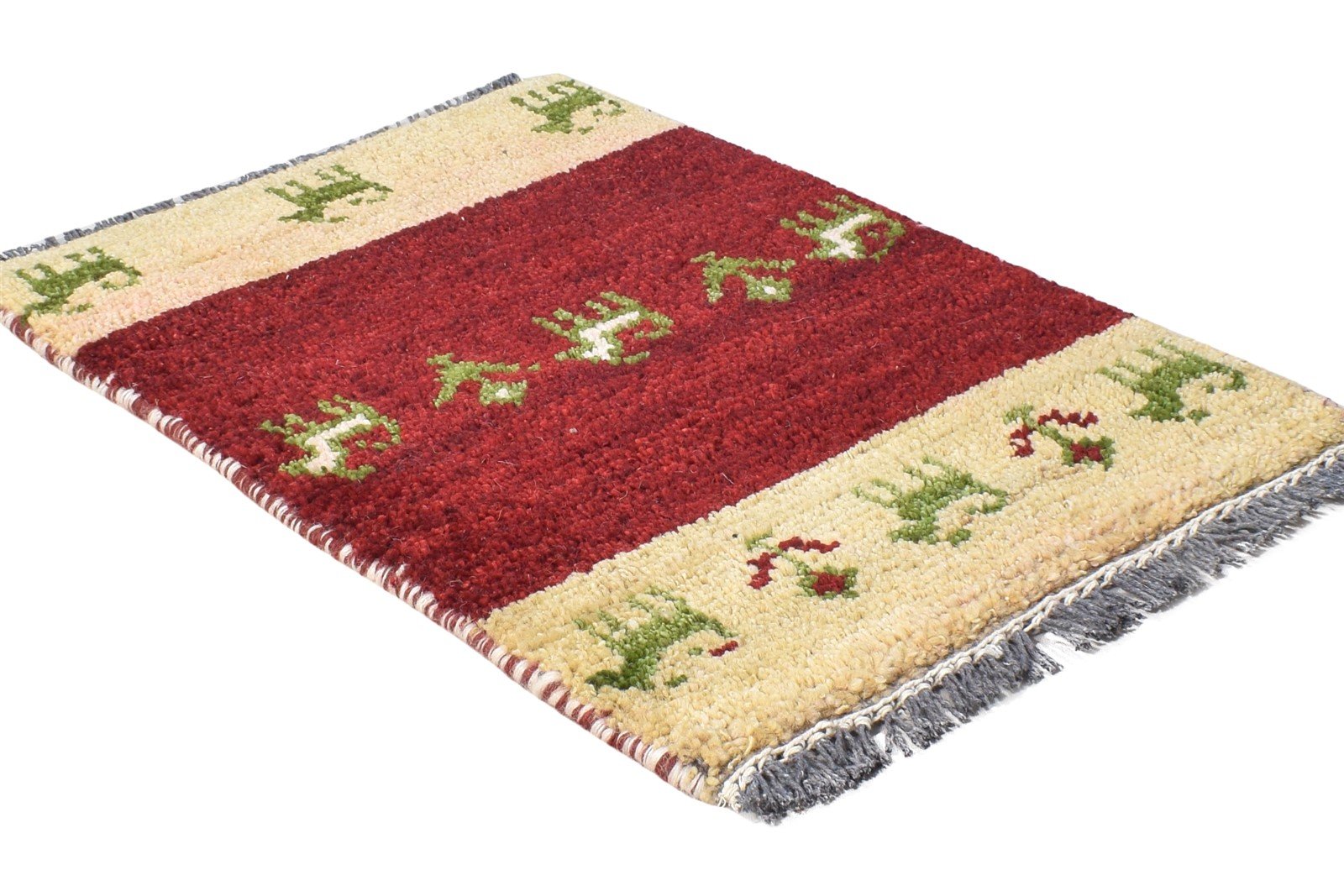 Wool Red Rug 1' X 2' Tribal Hand Knotted Gabbeh Southwestern Small Carpet 