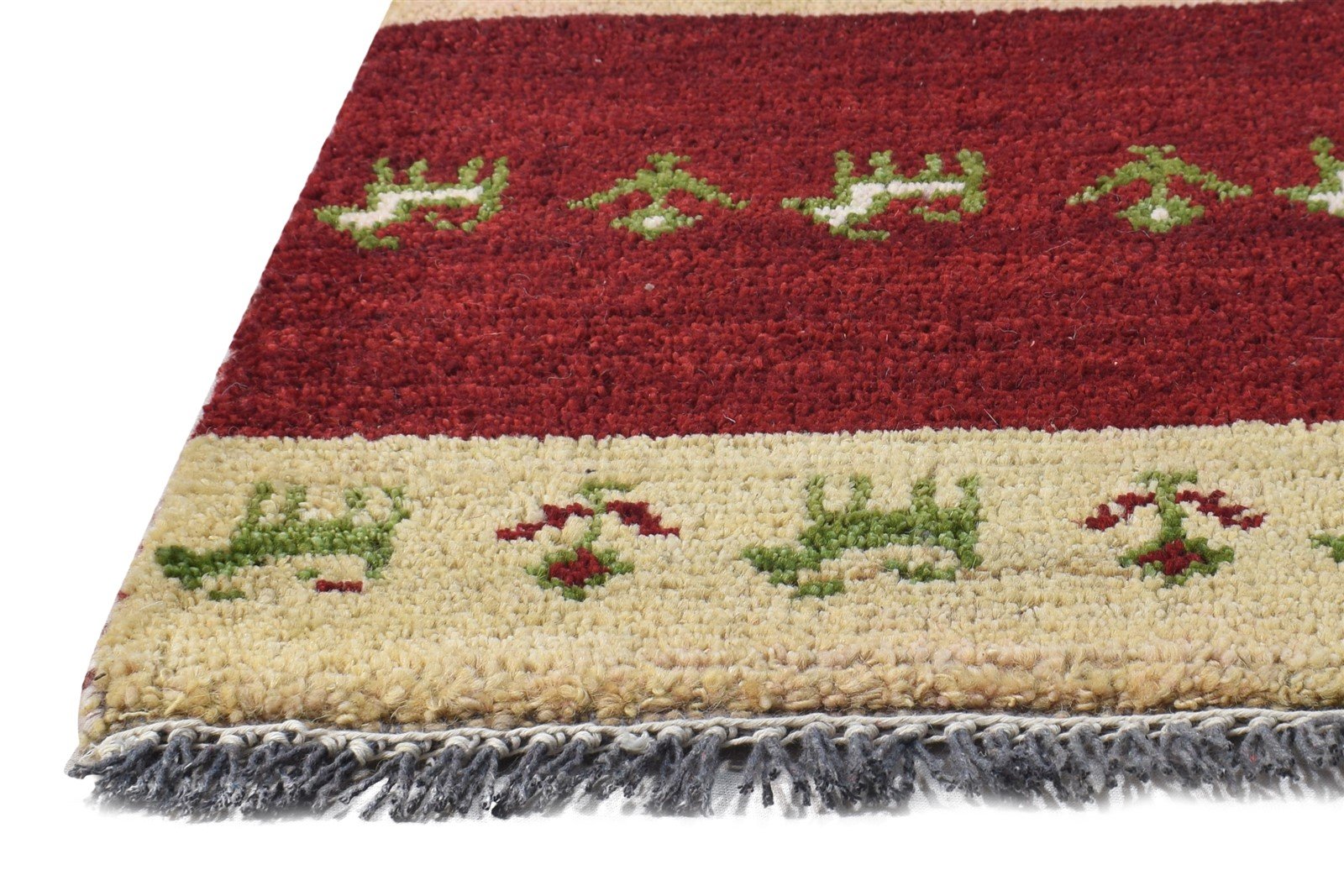 Wool Red Rug 1' X 2' Tribal Hand Knotted Gabbeh Southwestern Small Carpet 