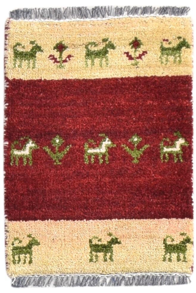 Wool Red Rug 1' X 2' Tribal Hand Knotted Gabbeh Southwestern Small Carpet 