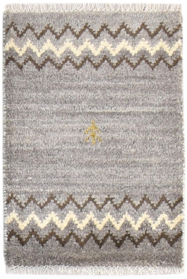 100% Wool Grey Rug 1' X 2' Tribal Hand Knotted Gabbeh Southwestern Small Carpet 