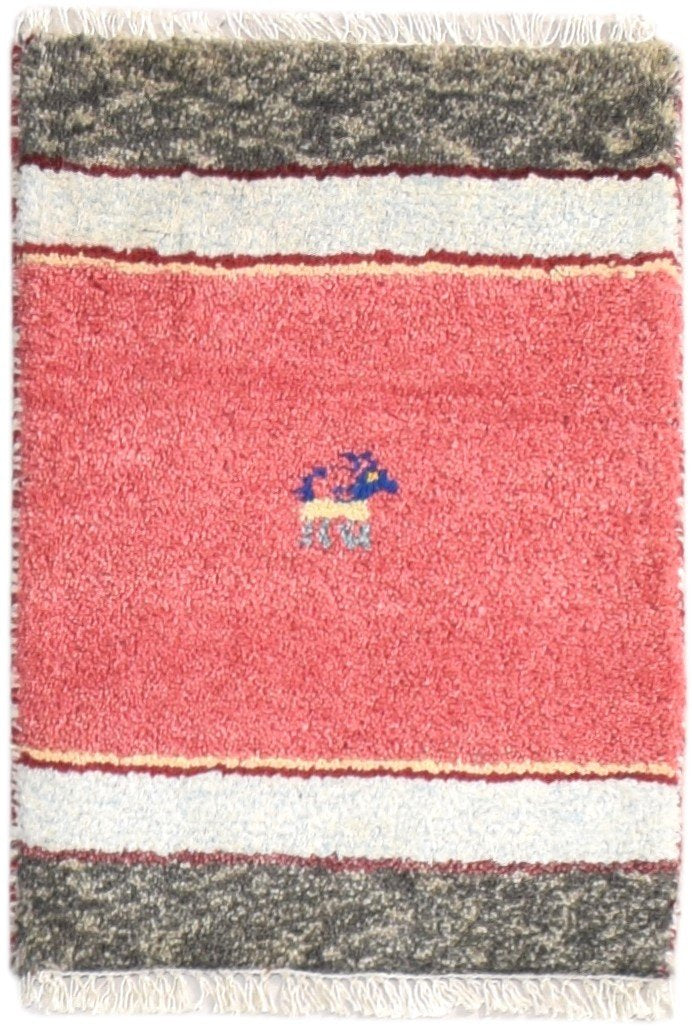 100% Wool Pink Rug 1' X 2' Tribal Hand Knotted Gabbeh Southwestern Small Carpet 