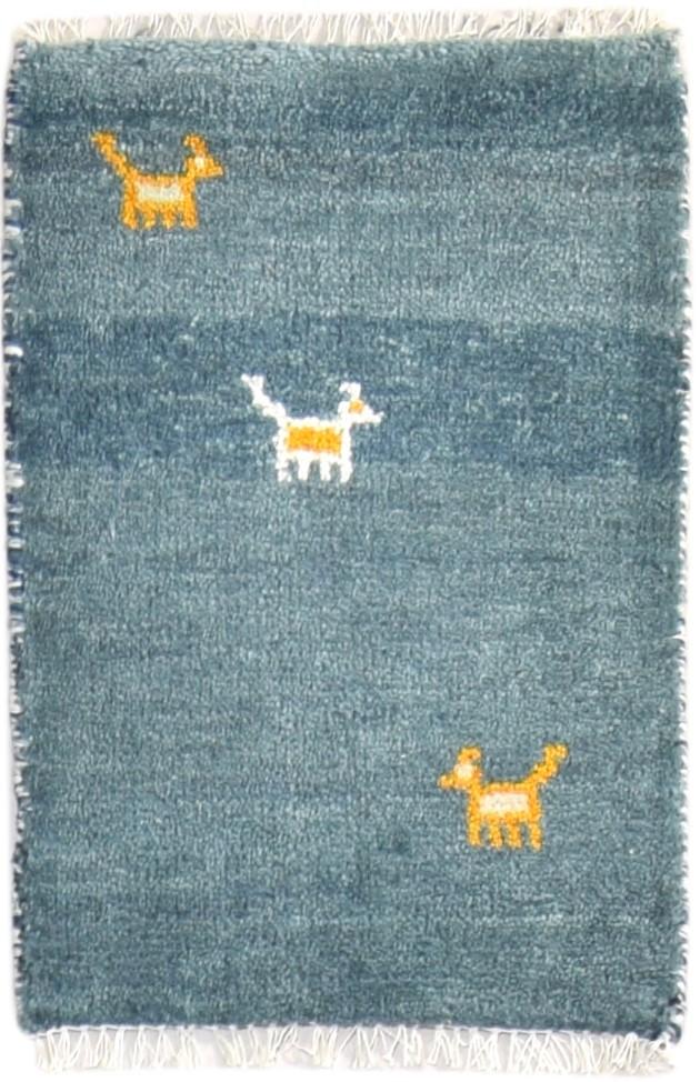 Blue Wool Rug 1' X 2' Tribal Hand Knotted Gabbeh Southwestern Small Carpet 