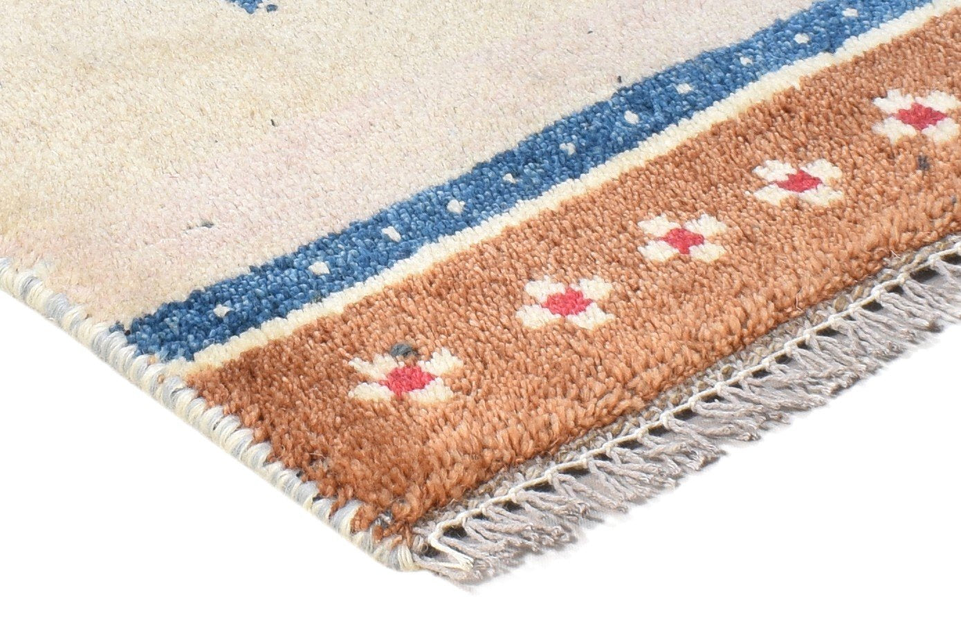 Wool Sand Rug 1' X 2' Tribal Hand Knotted Gabbeh Southwestern Small Carpet 