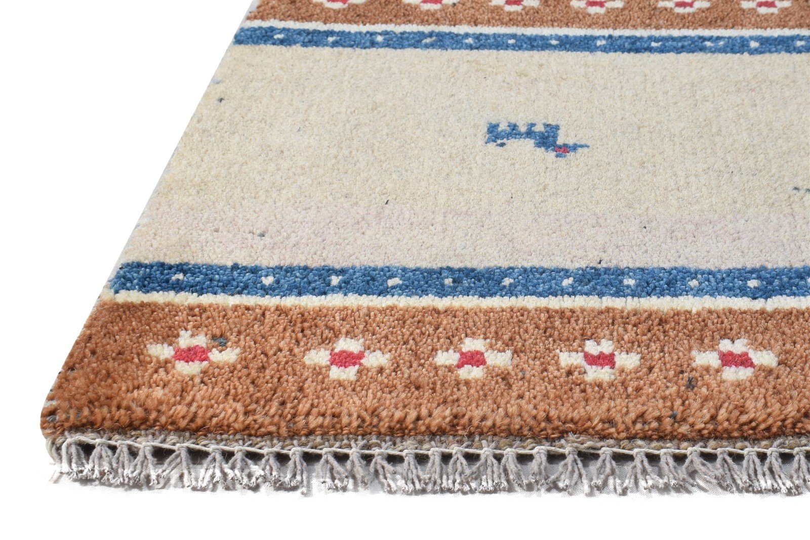 Wool Sand Rug 1' X 2' Tribal Hand Knotted Gabbeh Southwestern Small Carpet 