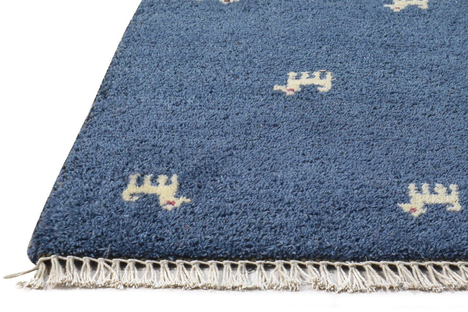 100% Wool Blue Rug 1' X 2' Tribal Hand Knotted Gabbeh Southwestern Small Carpet 