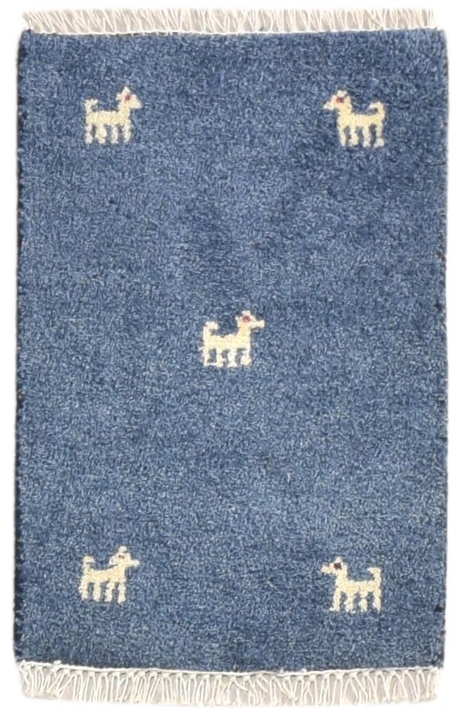 100% Wool Blue Rug 1' X 2' Tribal Hand Knotted Gabbeh Southwestern Small Carpet 