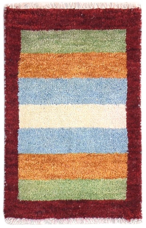 Hand Knotted Multi Color Wool Rug 1X2 Tribal Gabbeh Southwestern Small Carpet 