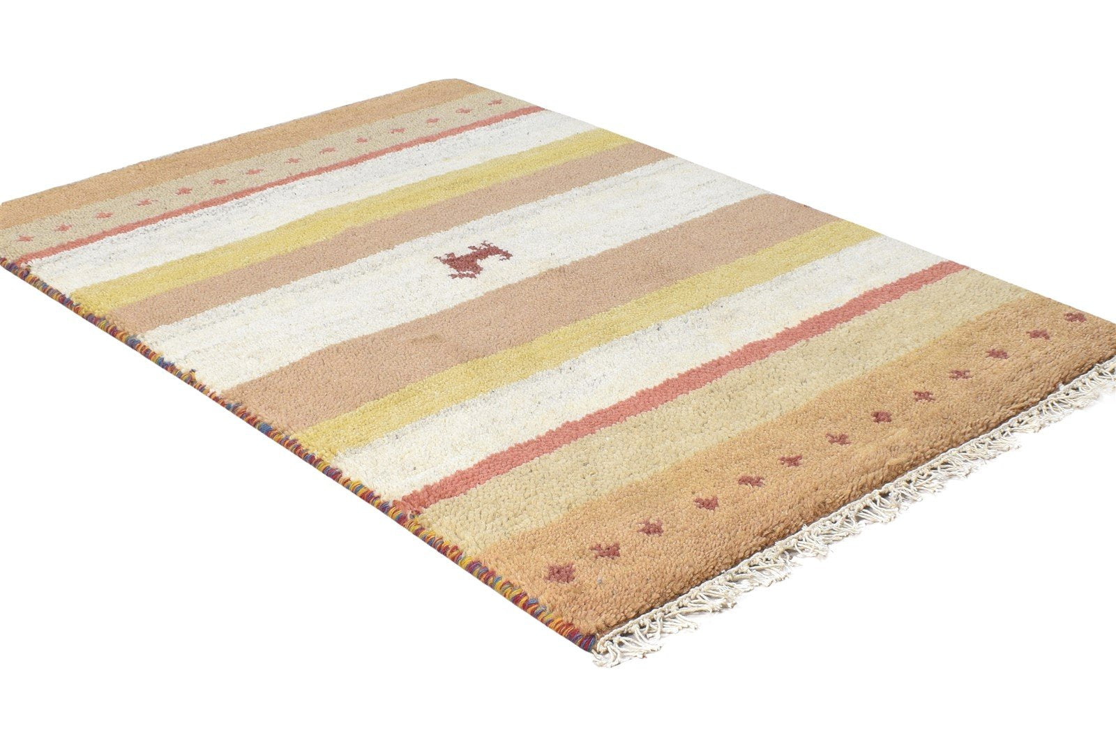 Wool Sand Rug 2' X 3' Tribal Hand Knotted Gabbeh Southwestern Small Carpet 