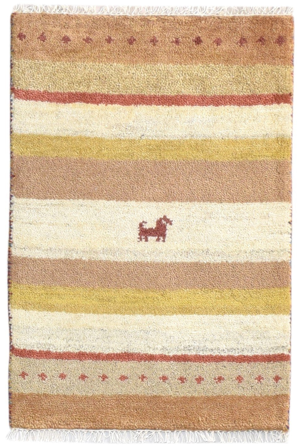 Wool Sand Rug 2' X 3' Tribal Hand Knotted Gabbeh Southwestern Small Carpet 