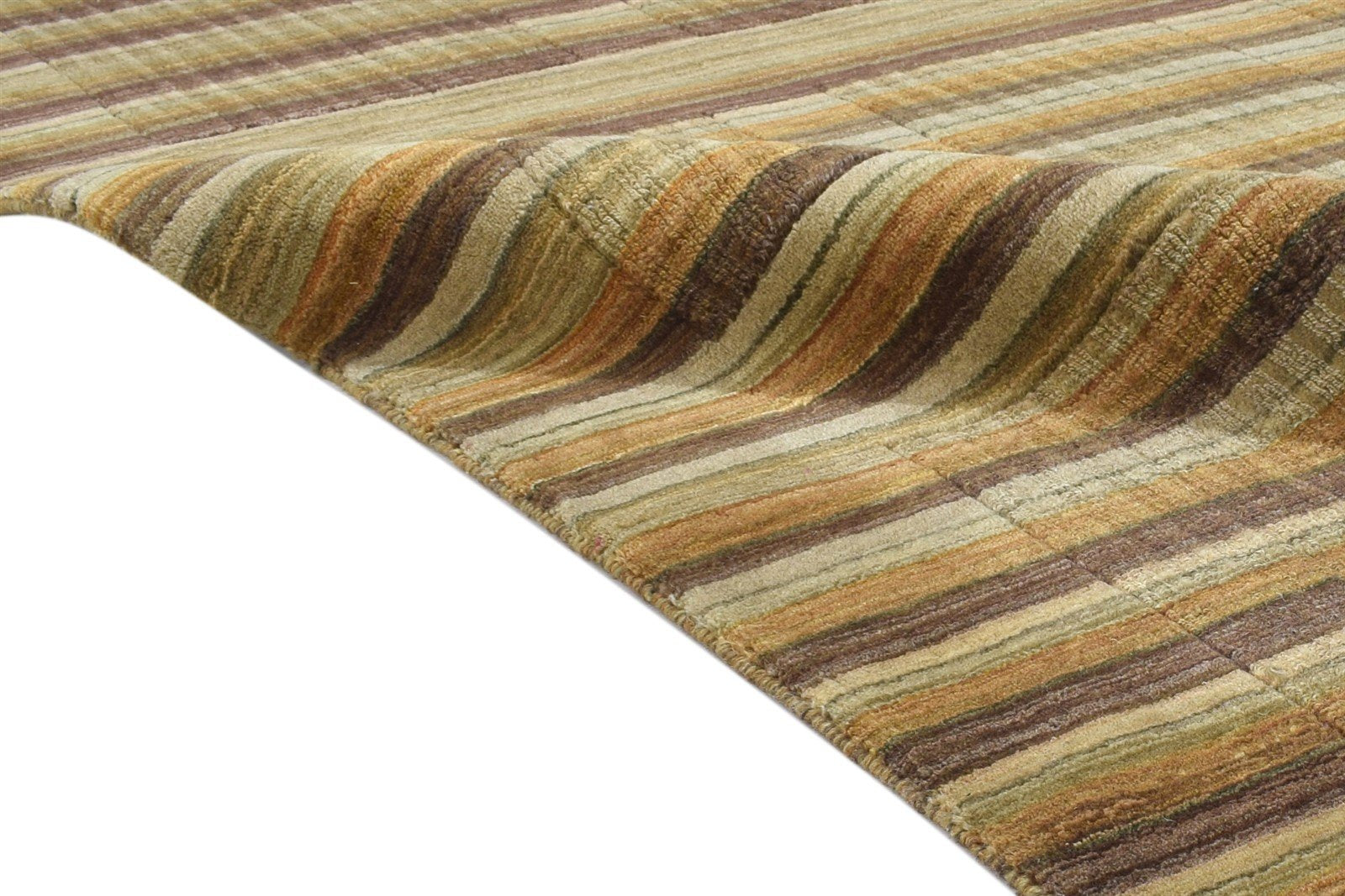 4' X 7' Rug Wool Rust Modern Hand Woven Indian Striped Room Size Carpet 