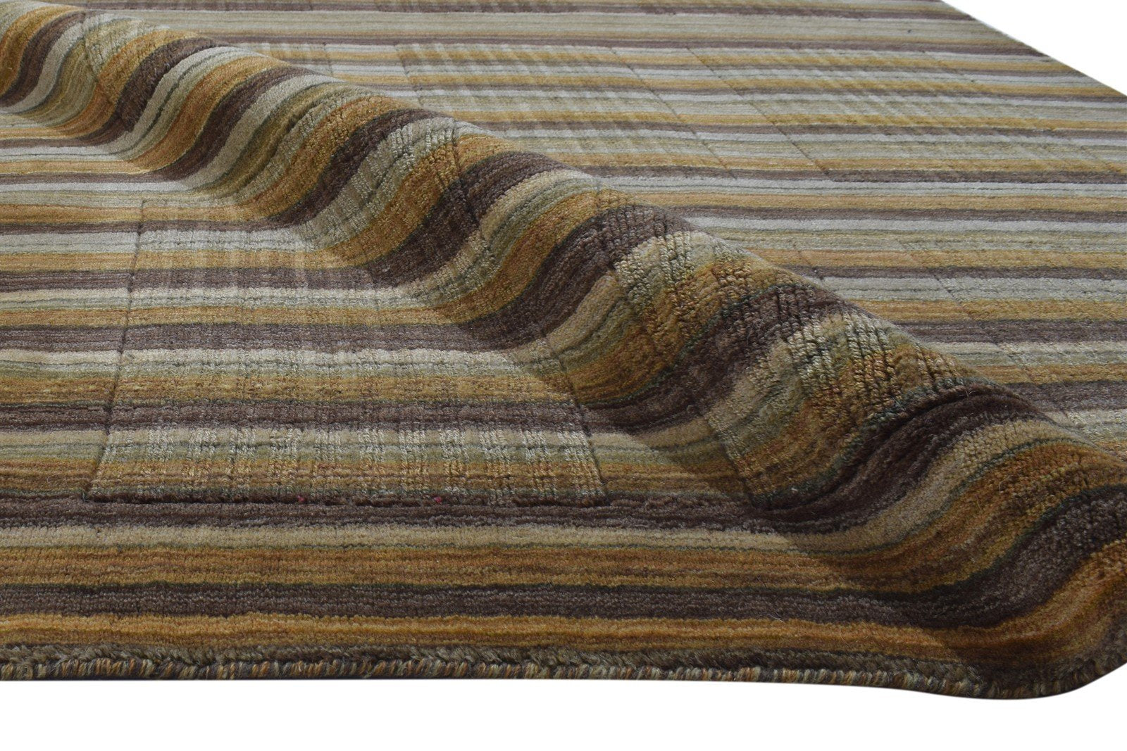 4' X 7' Rug Wool Rust Modern Hand Woven Indian Striped Room Size Carpet 