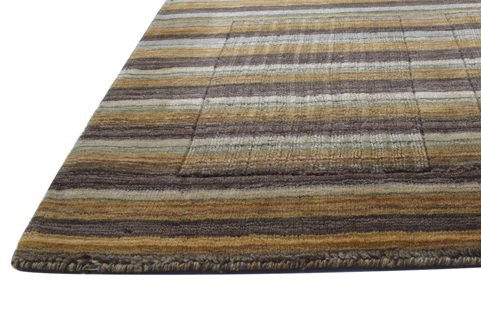 4' X 7' Rug Wool Rust Modern Hand Woven Indian Striped Room Size Carpet 