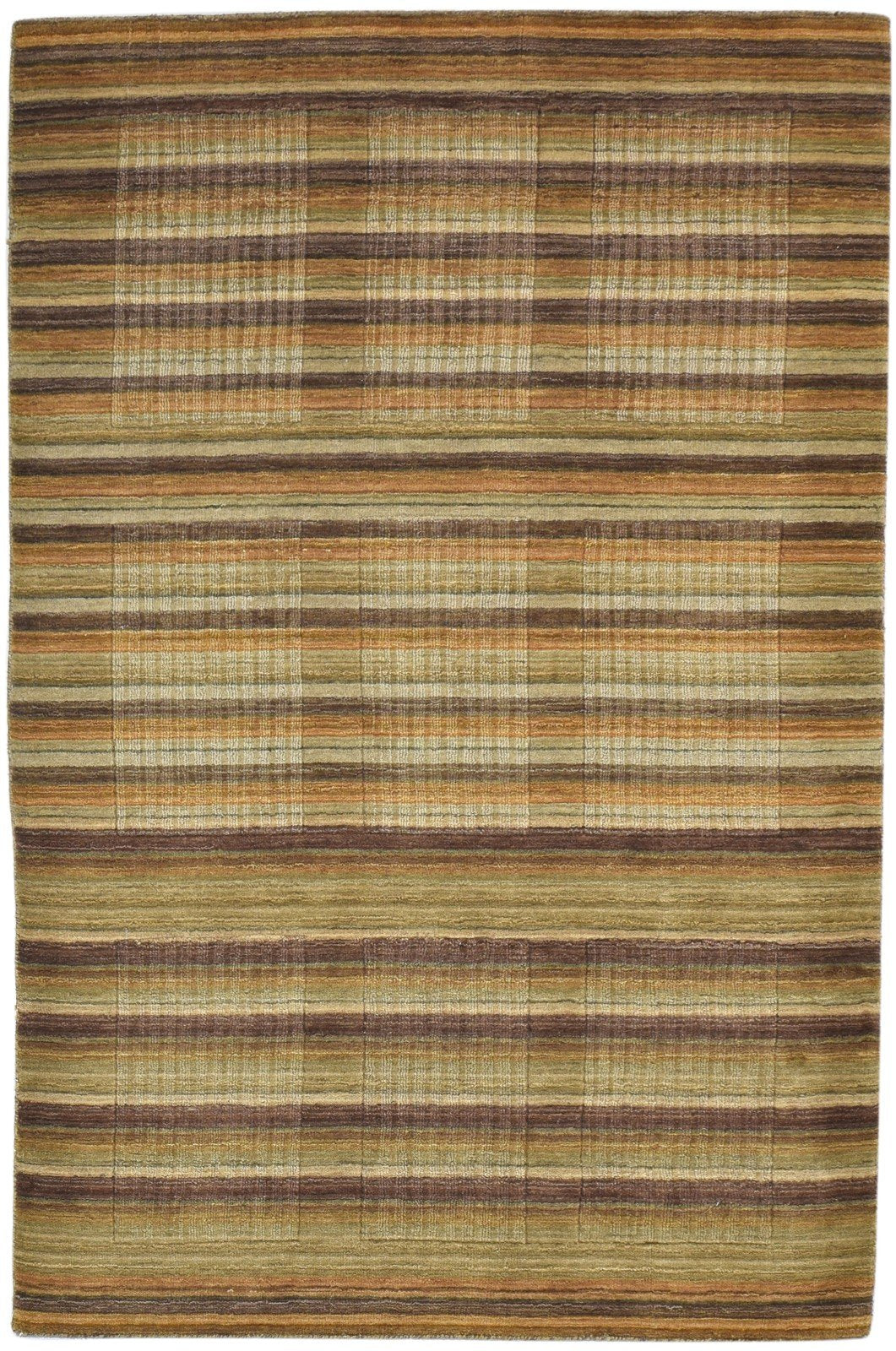 4' X 7' Rug Wool Rust Modern Hand Woven Indian Striped Room Size Carpet 