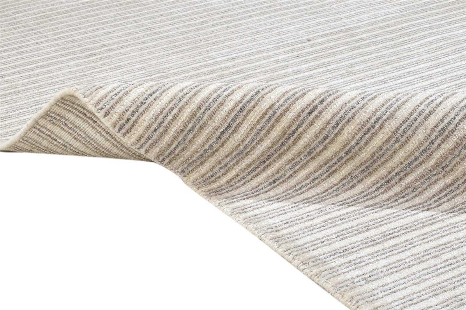 Handloom Sand Silk Rug 4' X 6' Modern Scandinavian Striped Room Size Carpet 