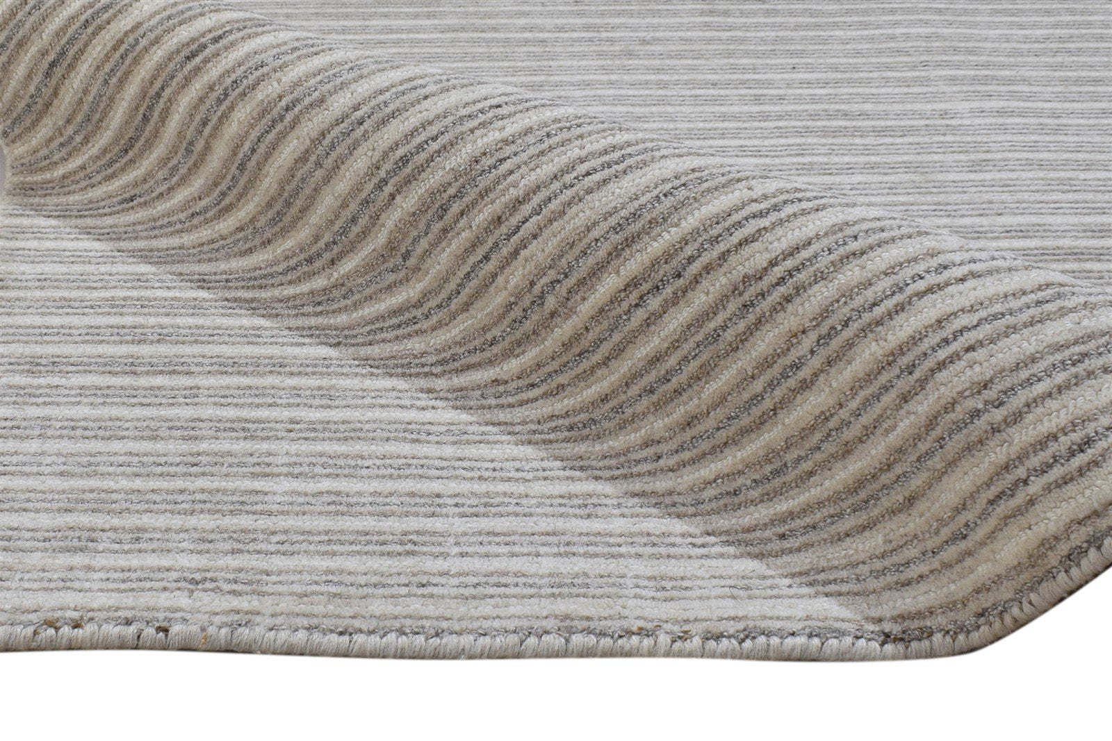 Handloom Sand Silk Rug 4' X 6' Modern Scandinavian Striped Room Size Carpet 