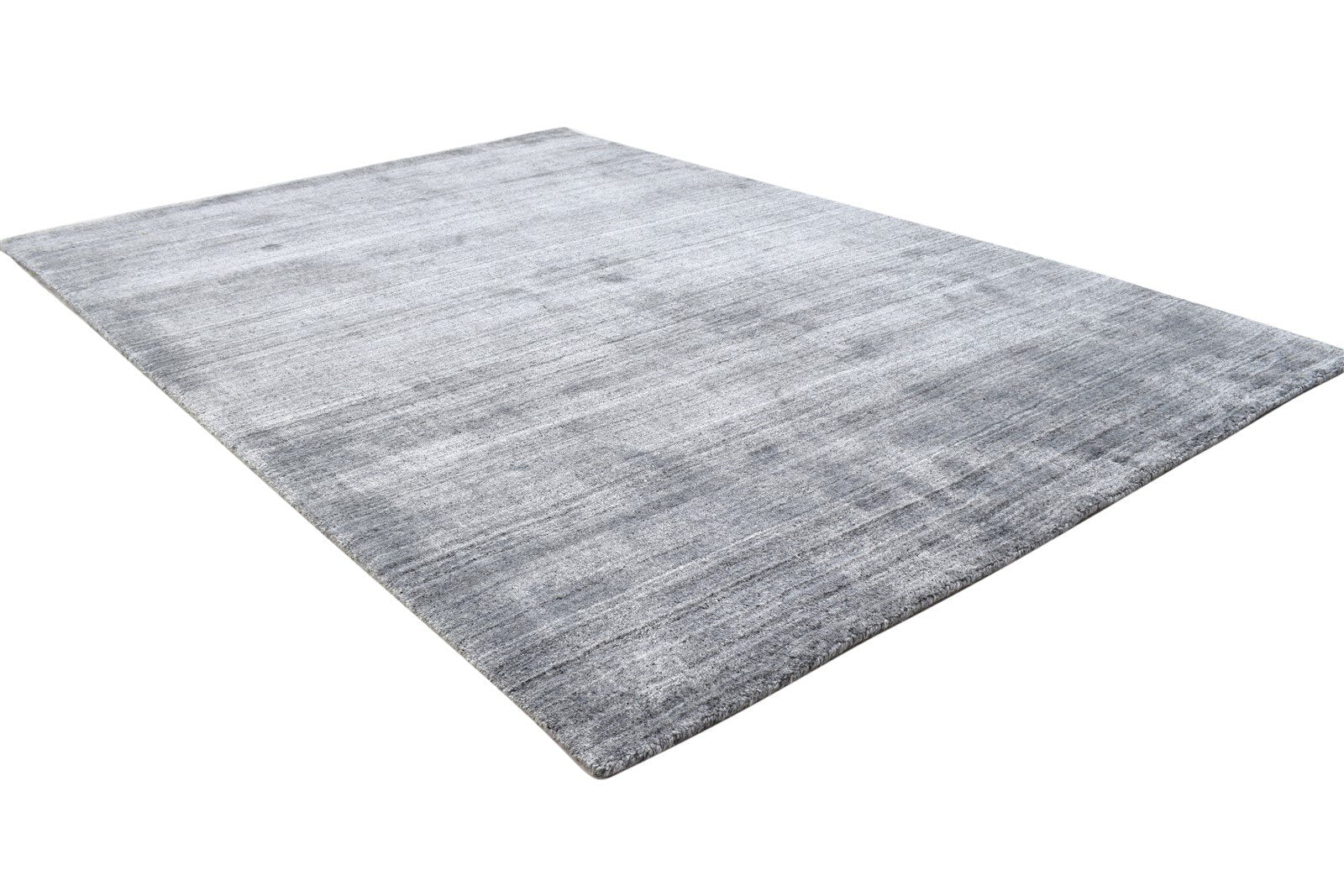 4X6 Rug Wool / Silk Dark Grey Modern Handloom Scandinavian Solid Room Size 