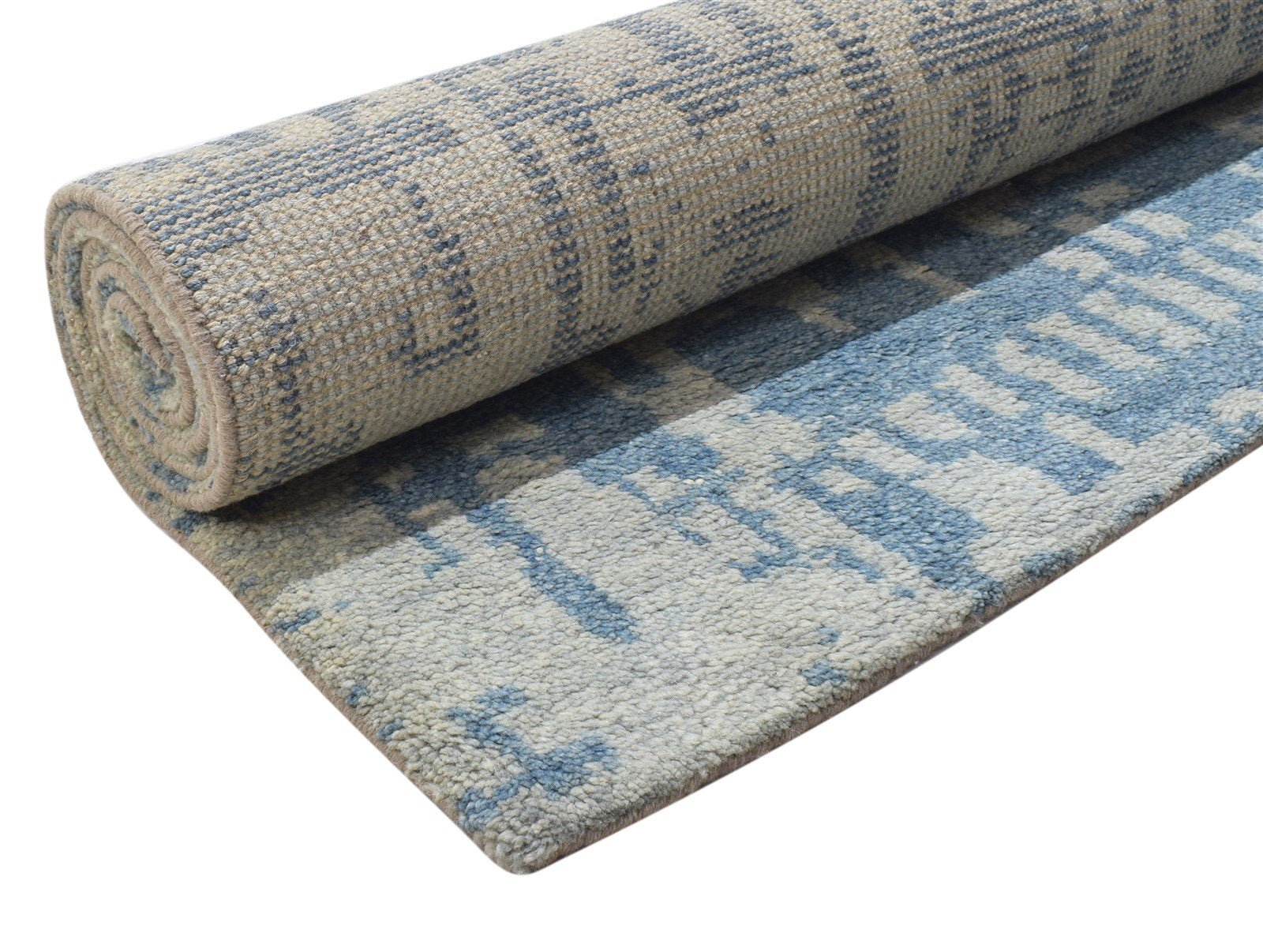 5' X 8' Rug Wool Blue Modern Hand Knotted Scandinavian Abstract Room Size Carpet 