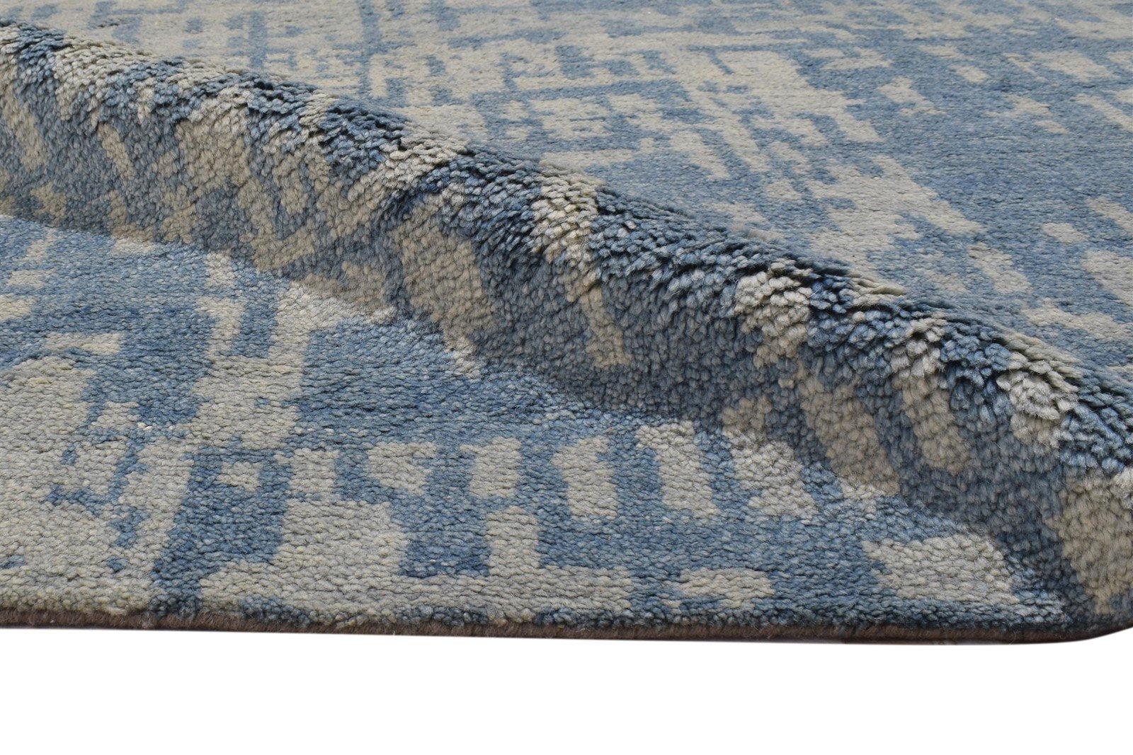 5' X 8' Rug Wool Blue Modern Hand Knotted Scandinavian Abstract Room Size Carpet 