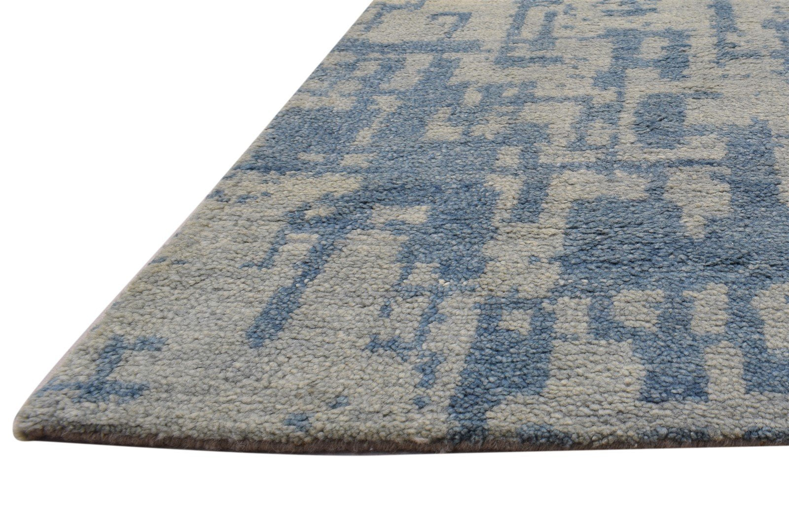 5' X 8' Rug Wool Blue Modern Hand Knotted Scandinavian Abstract Room Size Carpet 