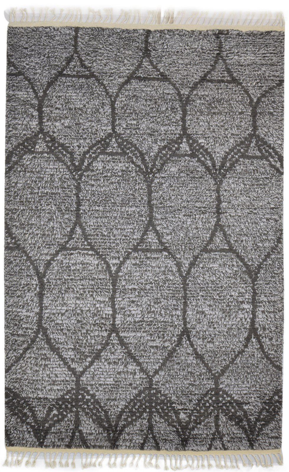 Dark Grey Wool Rug 6X9 Modern Hand Knotted Moroccan Abstract Room Size Carpet 