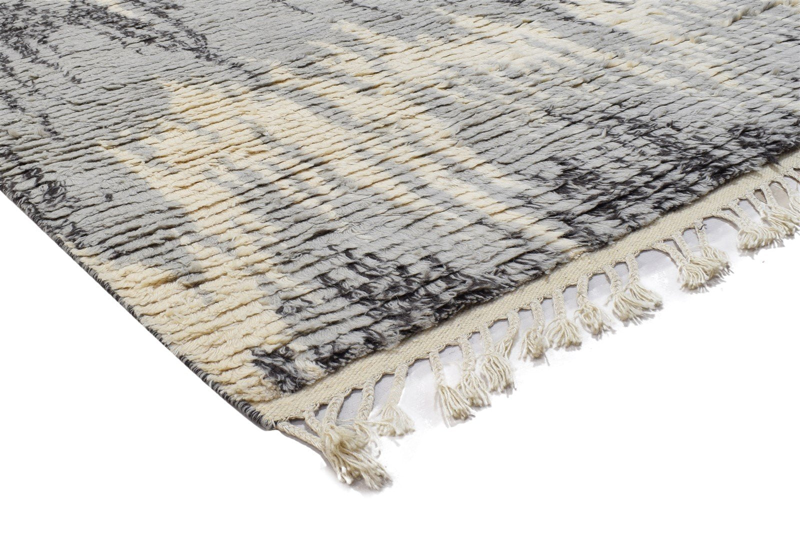 Wool Grey Rug 5' X 8' Modern Hand Knotted Indian Ikat Room Size Carpet 