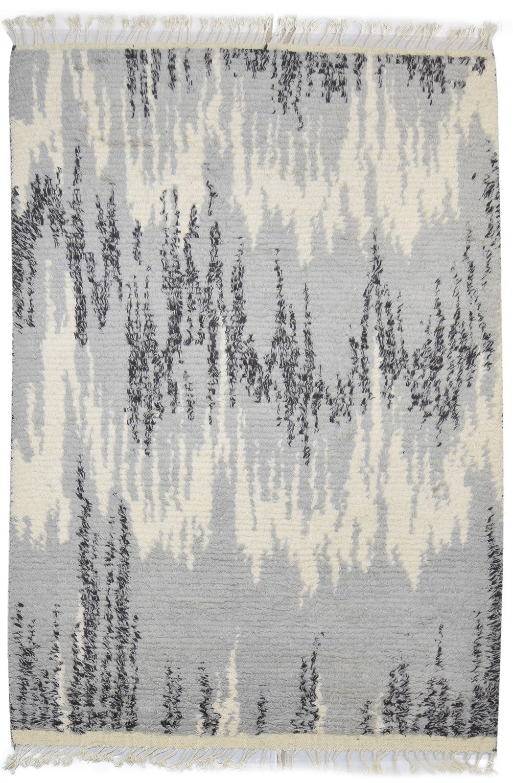 Wool Grey Rug 5' X 8' Modern Hand Knotted Indian Ikat Room Size Carpet 