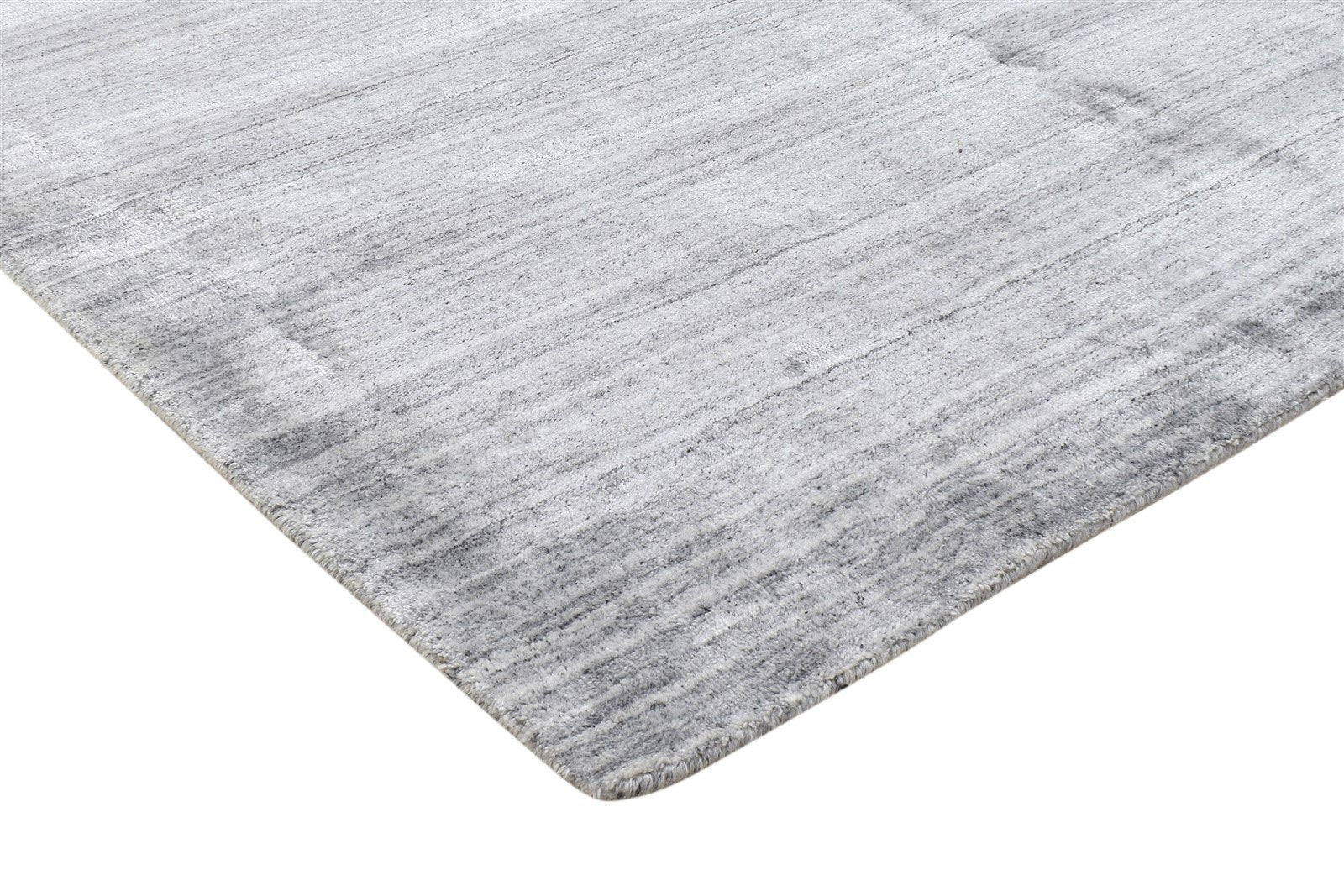 Dark Grey Wool / Silk Rug 5' X 6' Modern Handloom Indian Solid Room Size Carpet 