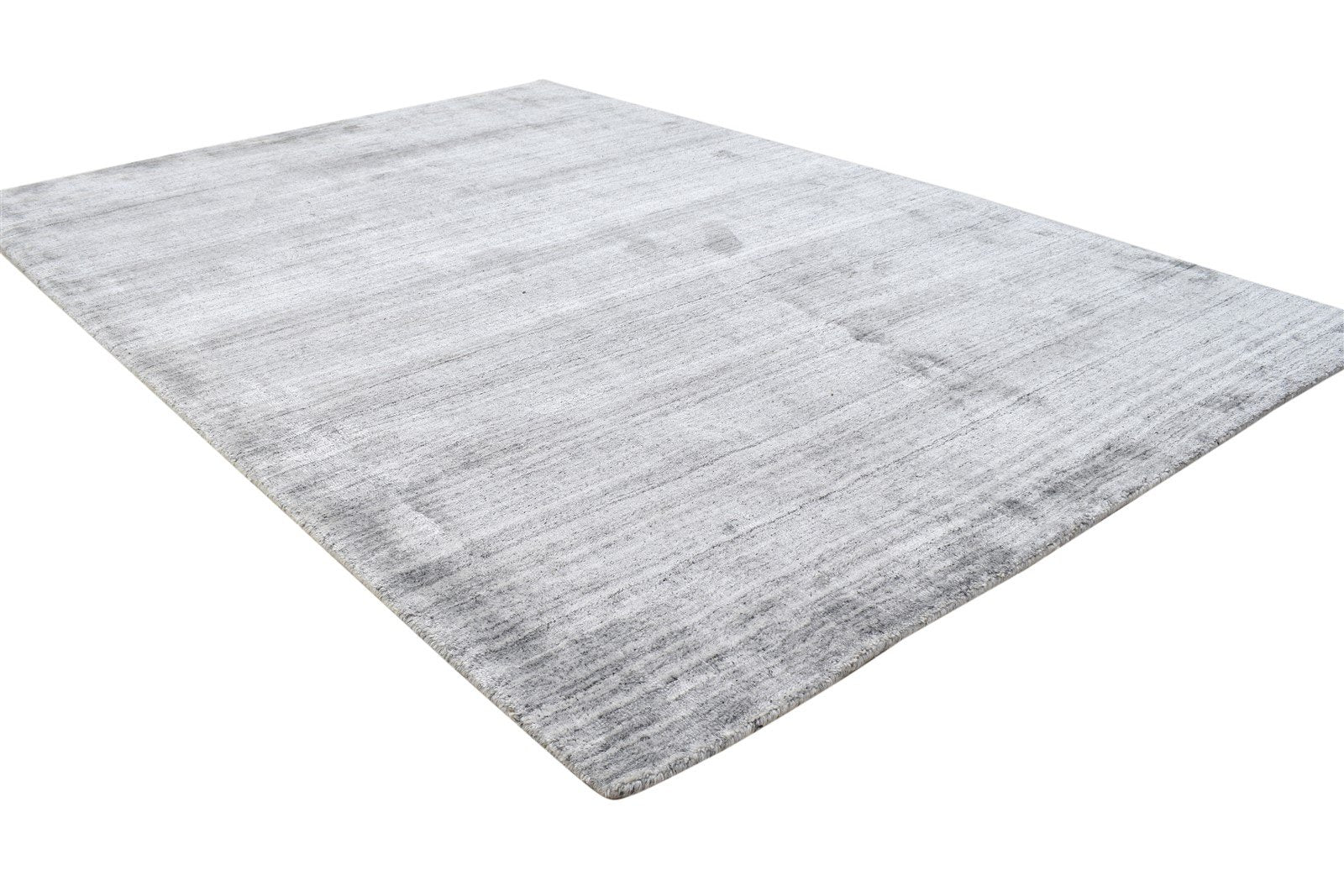 Dark Grey Wool / Silk Rug 5' X 6' Modern Handloom Indian Solid Room Size Carpet 