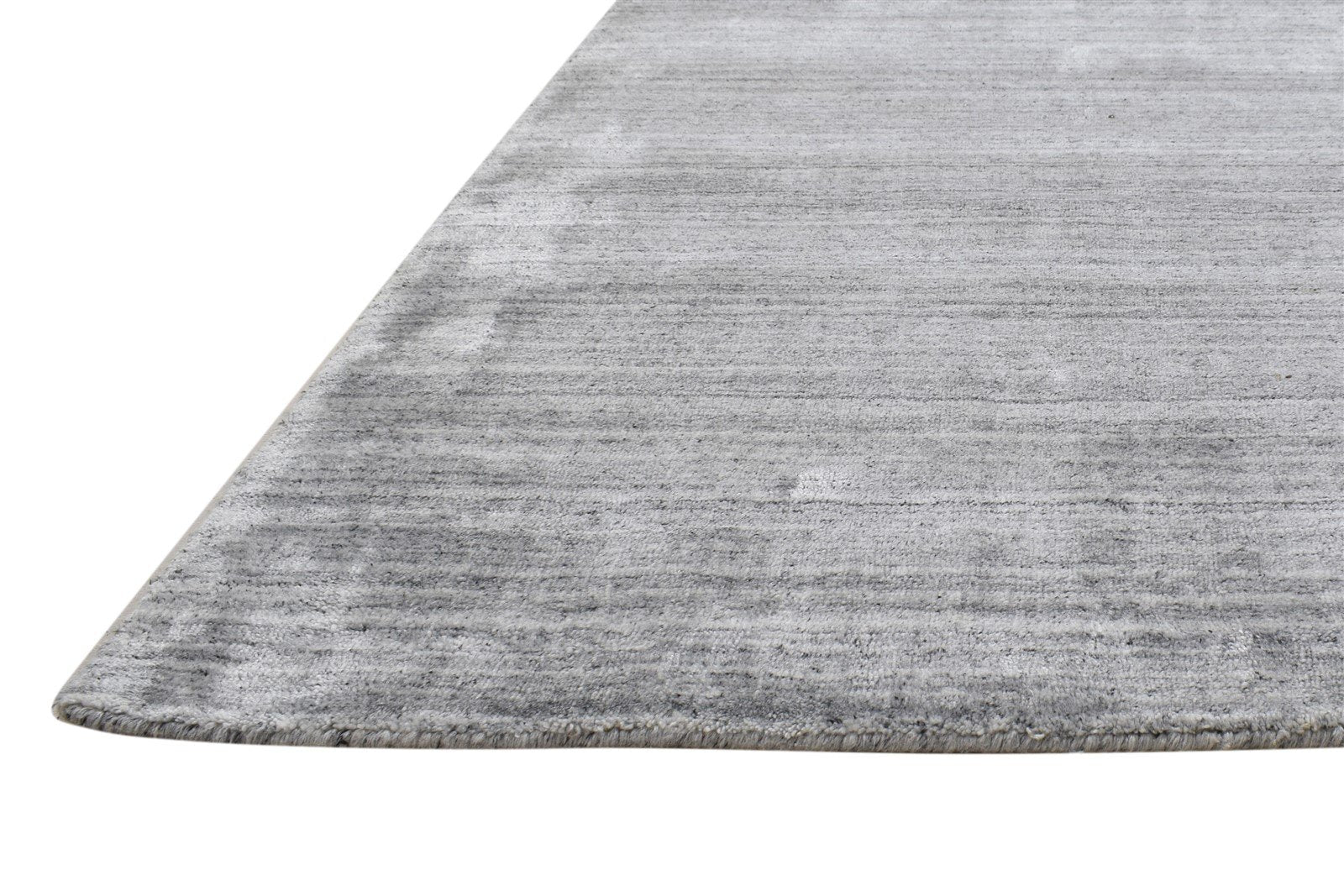 Dark Grey Wool / Silk Rug 5' X 6' Modern Handloom Indian Solid Room Size Carpet 