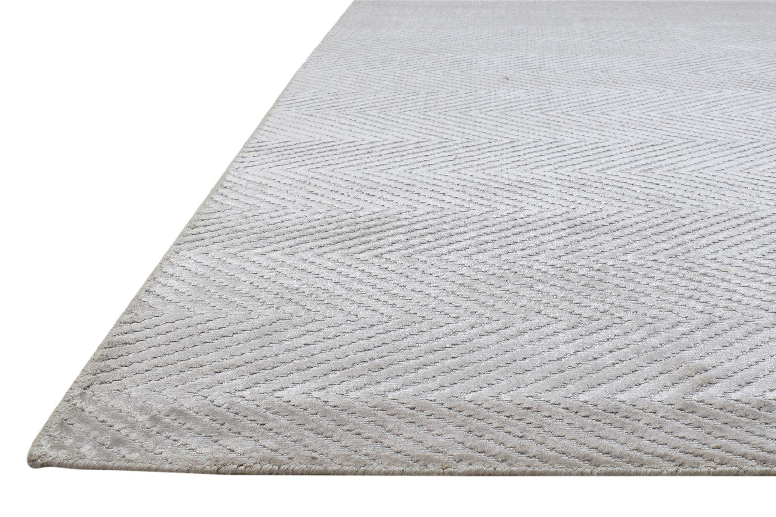 Handloom Grey Silk Rug 5' X 8' Modern Scandinavian Diamond Room Size Carpet 