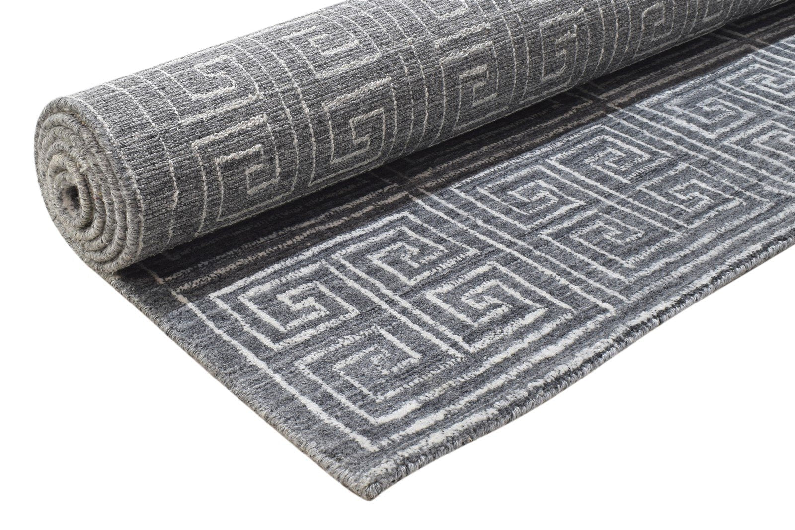 Wool Charcoal Rug 5X8 Modern Hand Knotted Scandinavian Geometric Room Size 